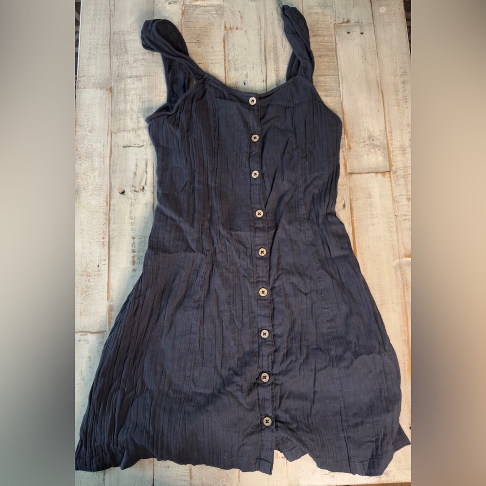Roxy Button-Front Linen Blend Dress | Size Large